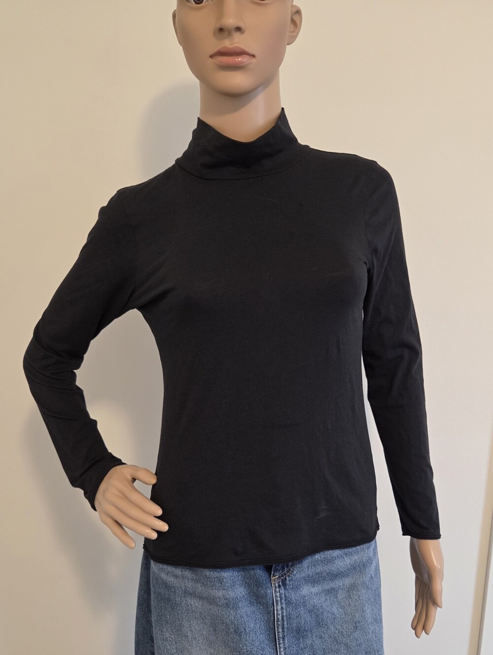 Anthropologie Black Mockneck Lightweight Top